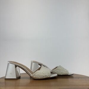 Womens Ted Baker London Chloe White Beaded Wedding Slide Sandals Size 8.5 M GUC